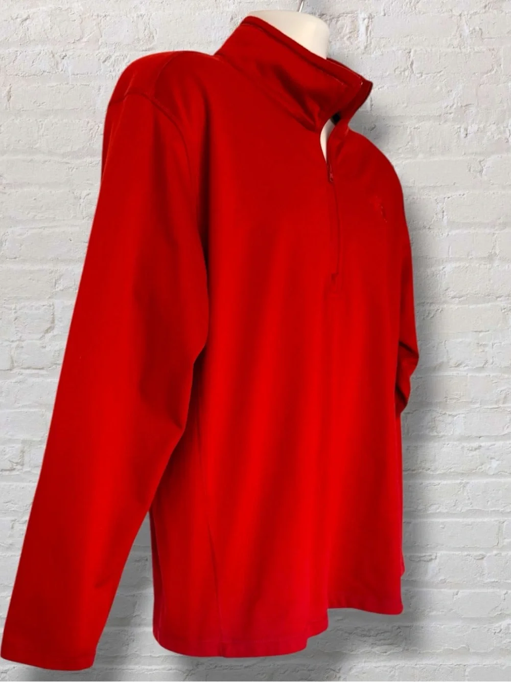 The North Face Mens XL Red Quarter Zip Fleece Pullover Jacket Logo Sweatshirt